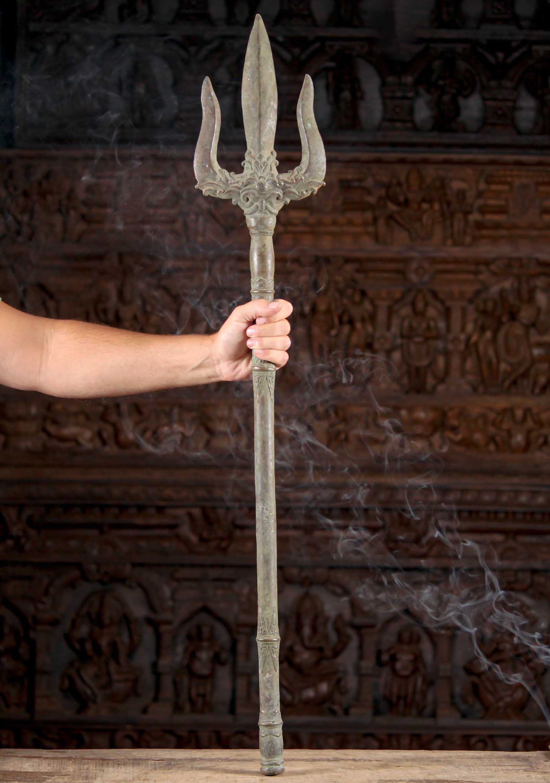 Large Brass Trishul or Trident the Weapon of Lord Shiva destroys bonds that Ensnare the Soul 42.5" Questions & Answers