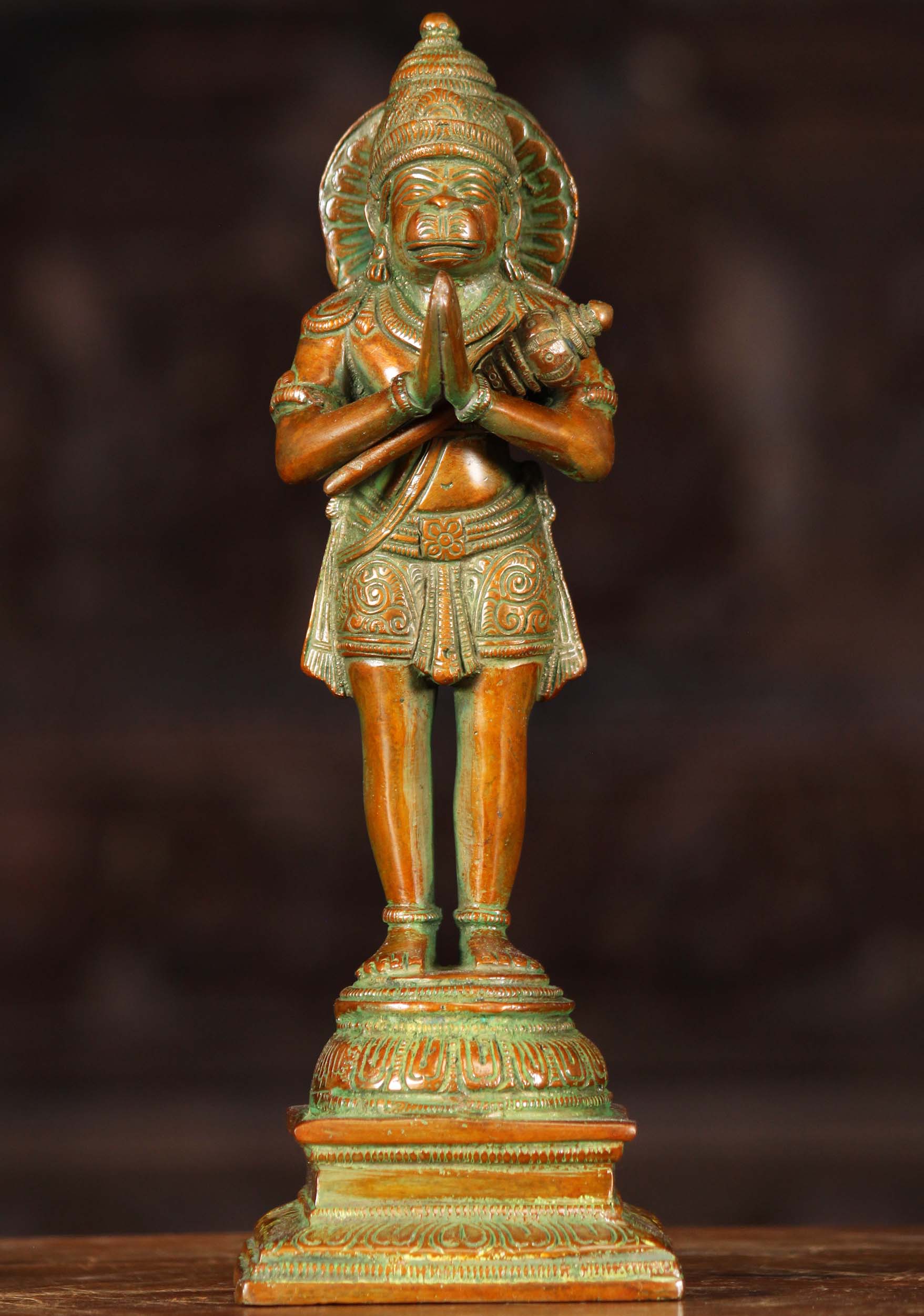 SOLD Brass Standing Namaste Anjali Mudra Hindu God Hanuman Statue Holding Club or Gada 10" Questions & Answers