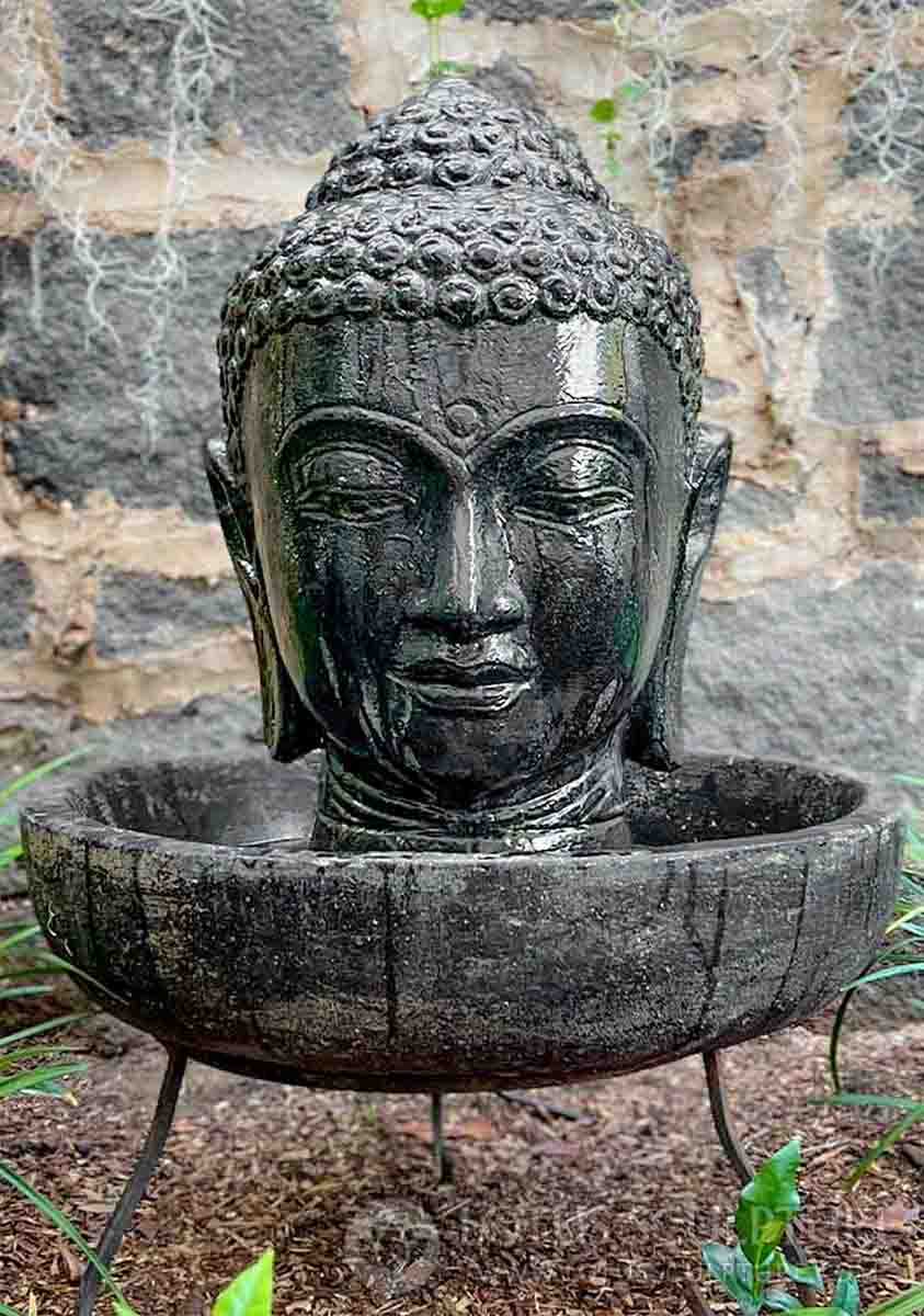 Buddha Head Fountain Statue Perfect for Indoors or Outside in a Garden with Basin Included 28" Questions & Answers