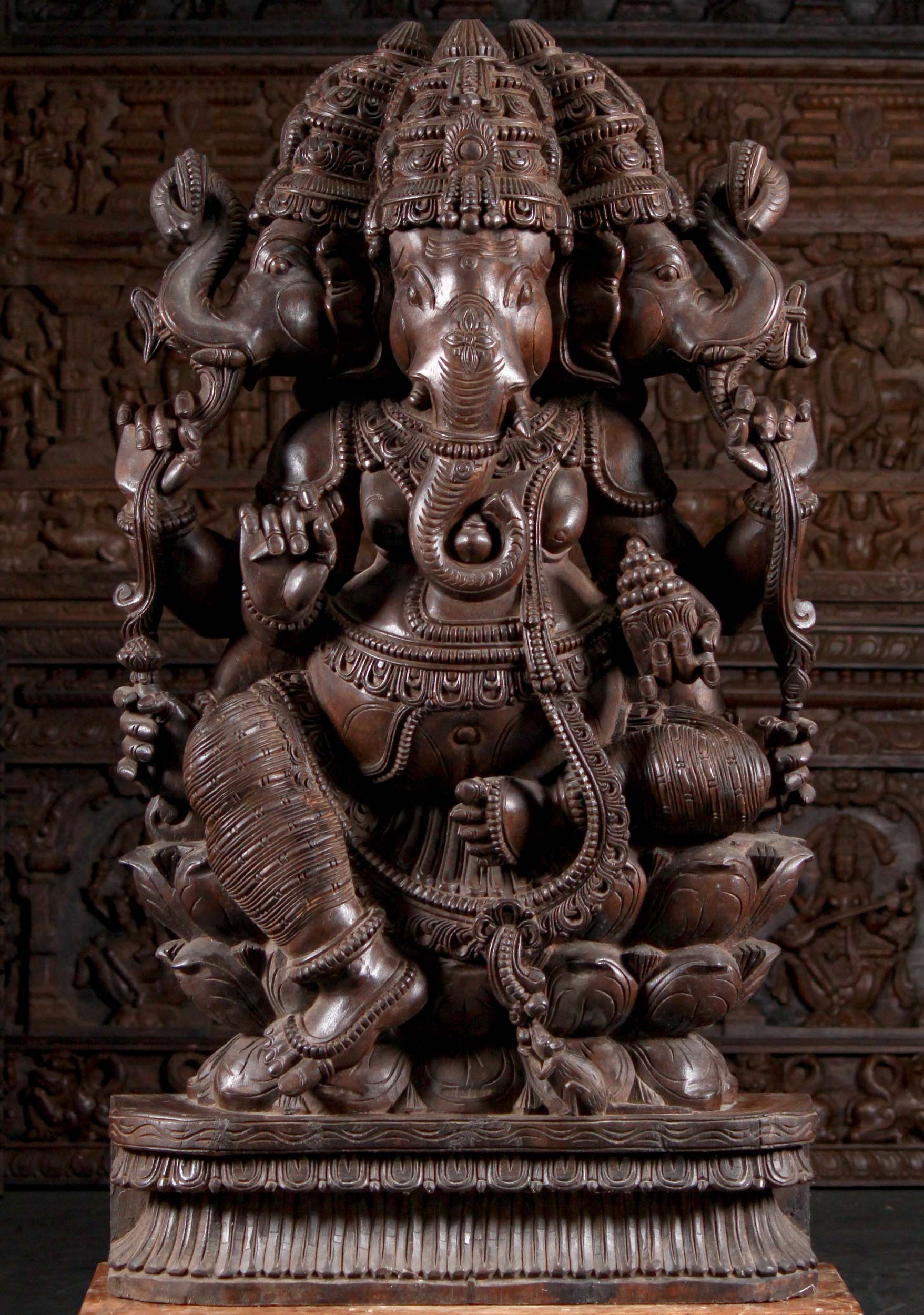 Is the ganesha's trunk facing the left or right?