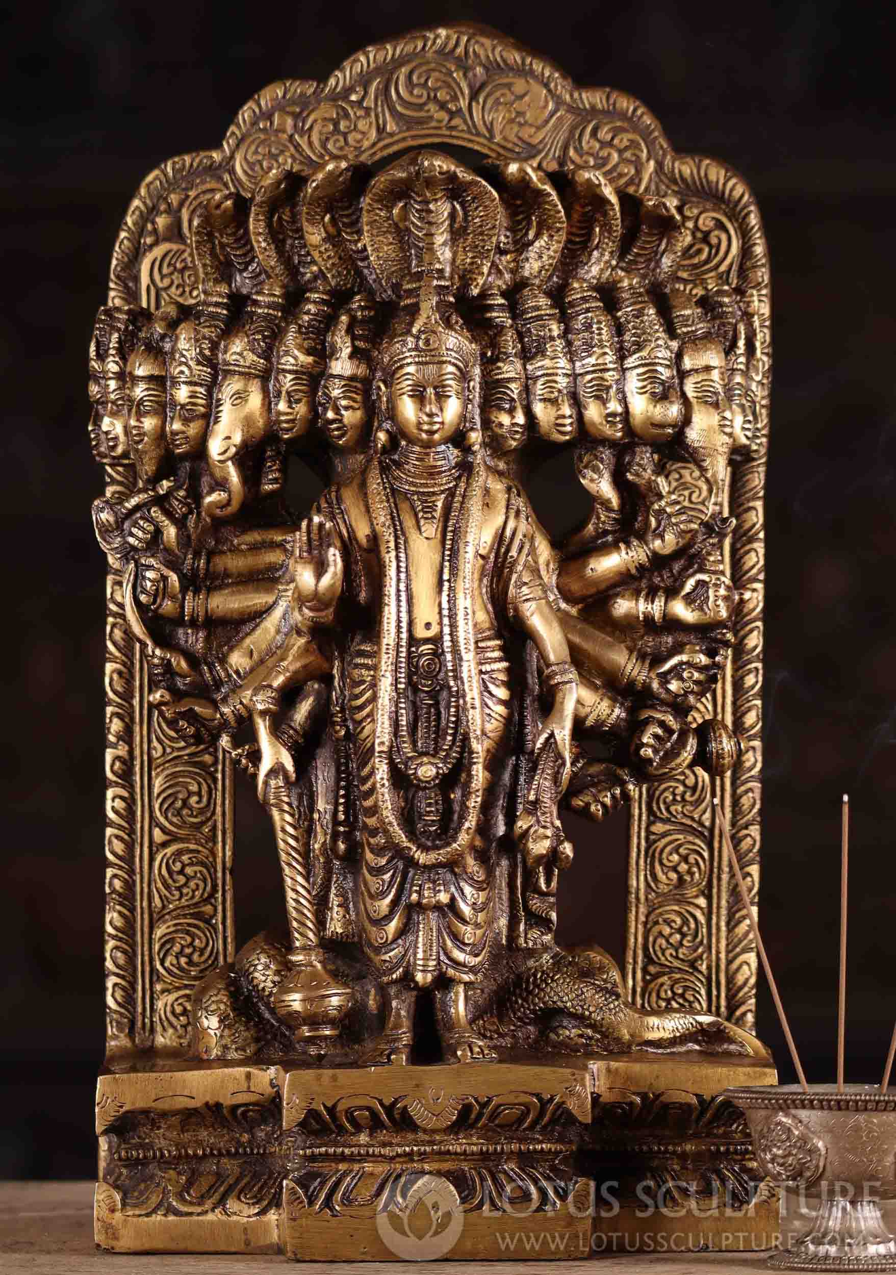 Vishvarupa Statue, the Ultimate Form of Vishnu, Brass with 15 Heads & Anata Shesha 15" Questions & Answers