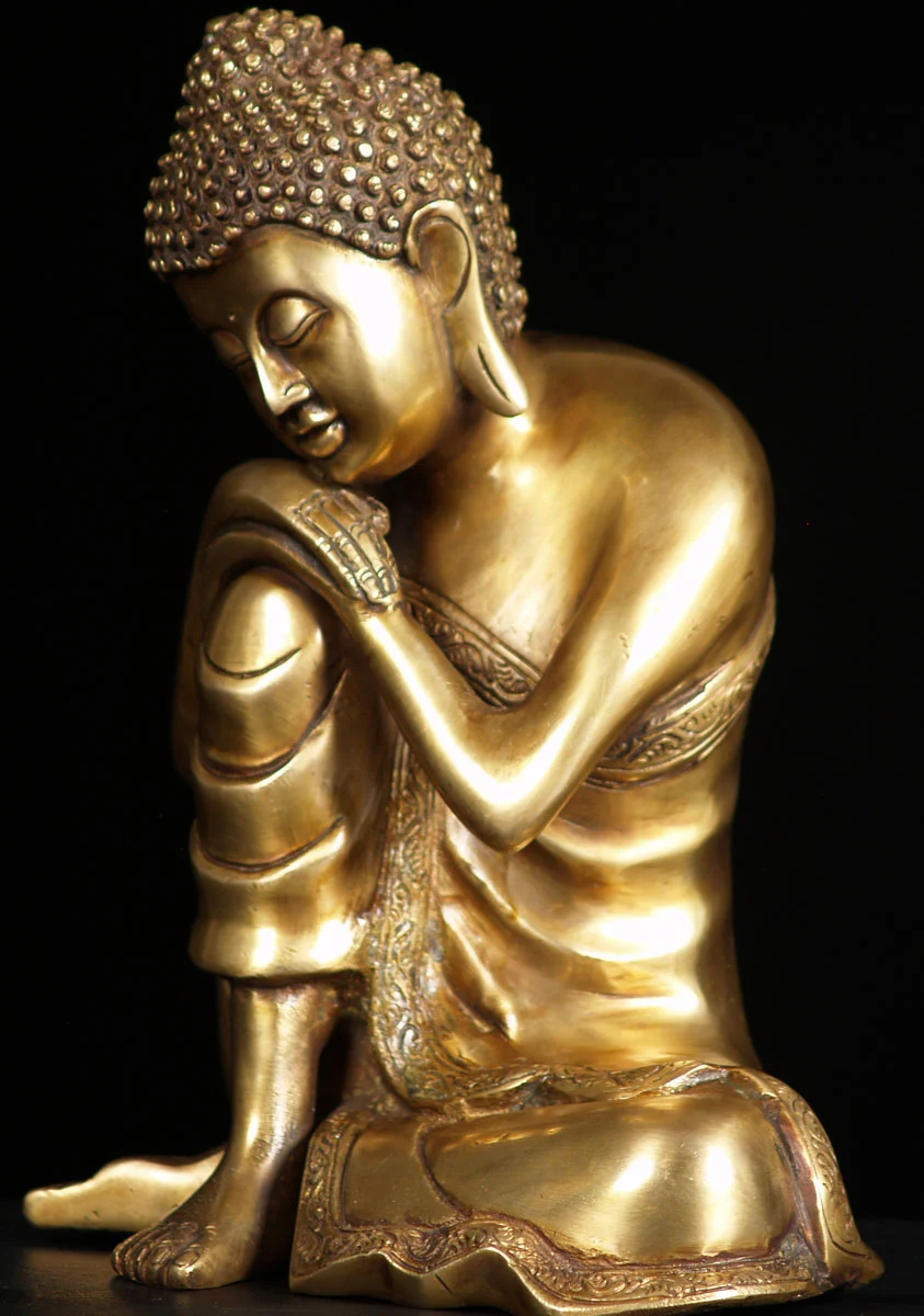 Brass Peaceful Dreaming Buddha Statue Resting with His Hands on Top of His Knee 10" Questions & Answers