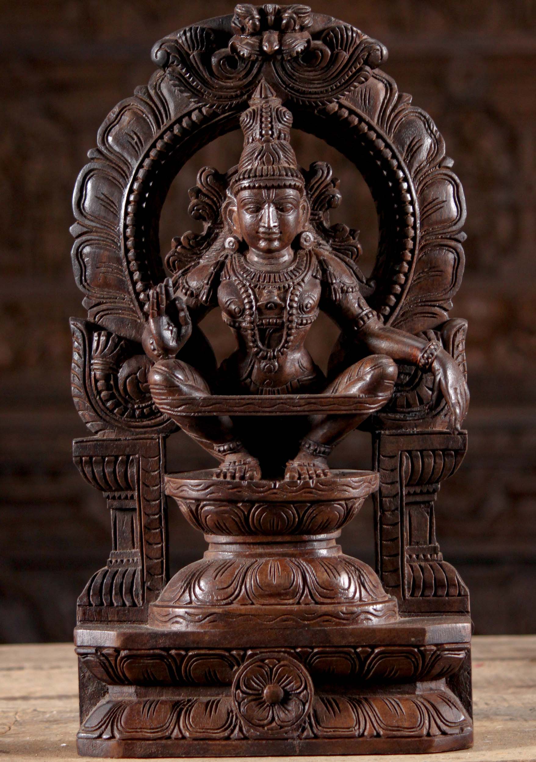 SOLD Wood Seated Hindu God Ayyappan Statue 18" Questions & Answers