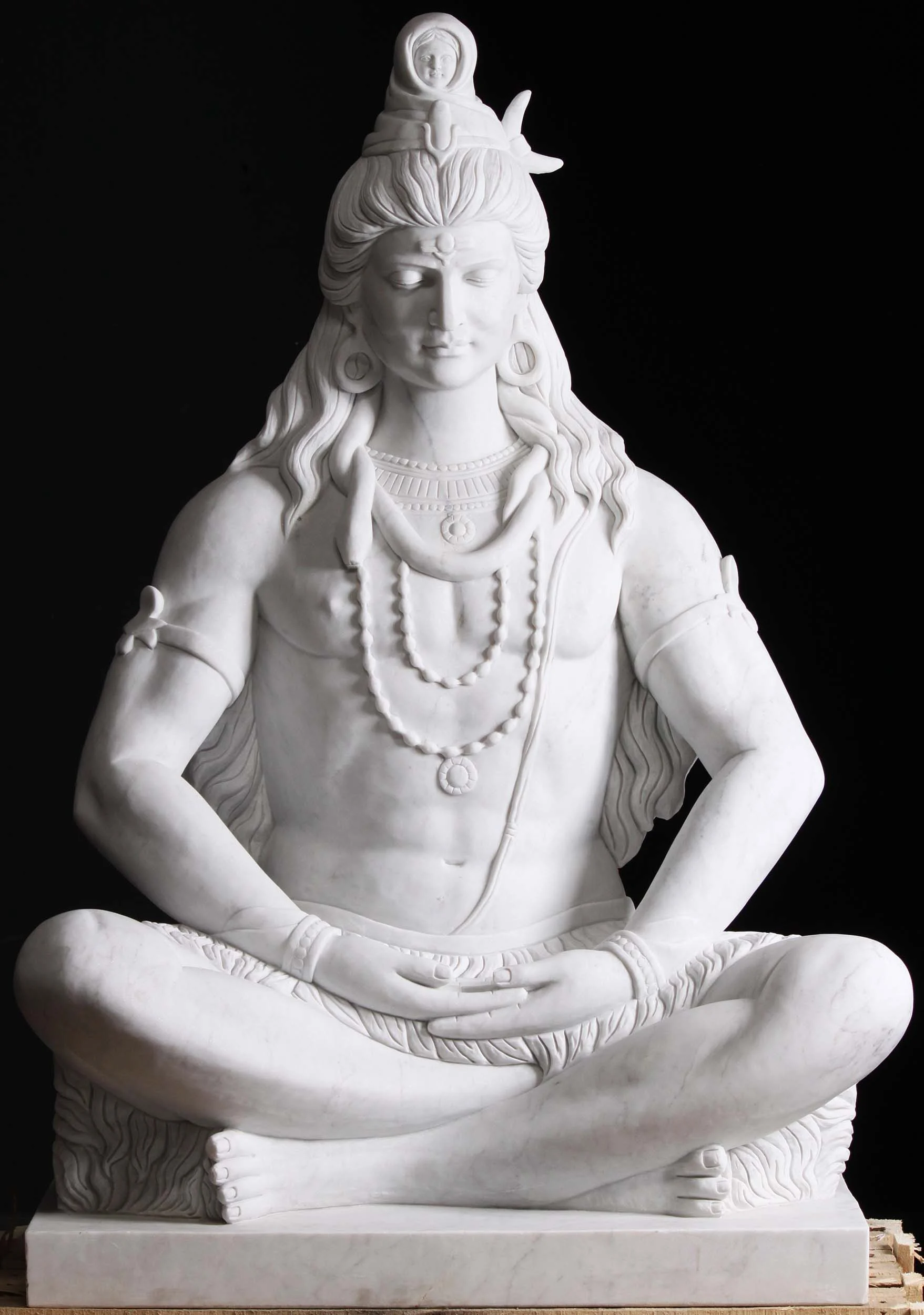 Masterpiece Carved Marble Meditating Hindu God of Destruction Shiva Statue 54" Questions & Answers