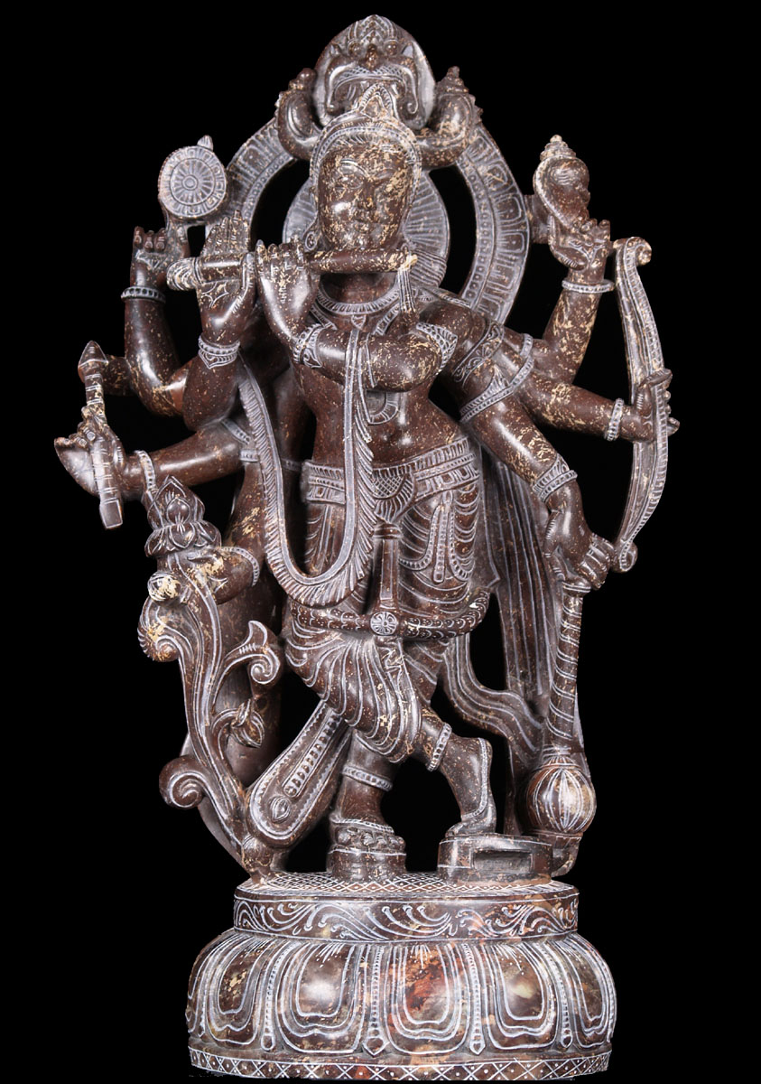 SOLD Black Marble 8 Armed Venugopal Statue 23" Questions & Answers