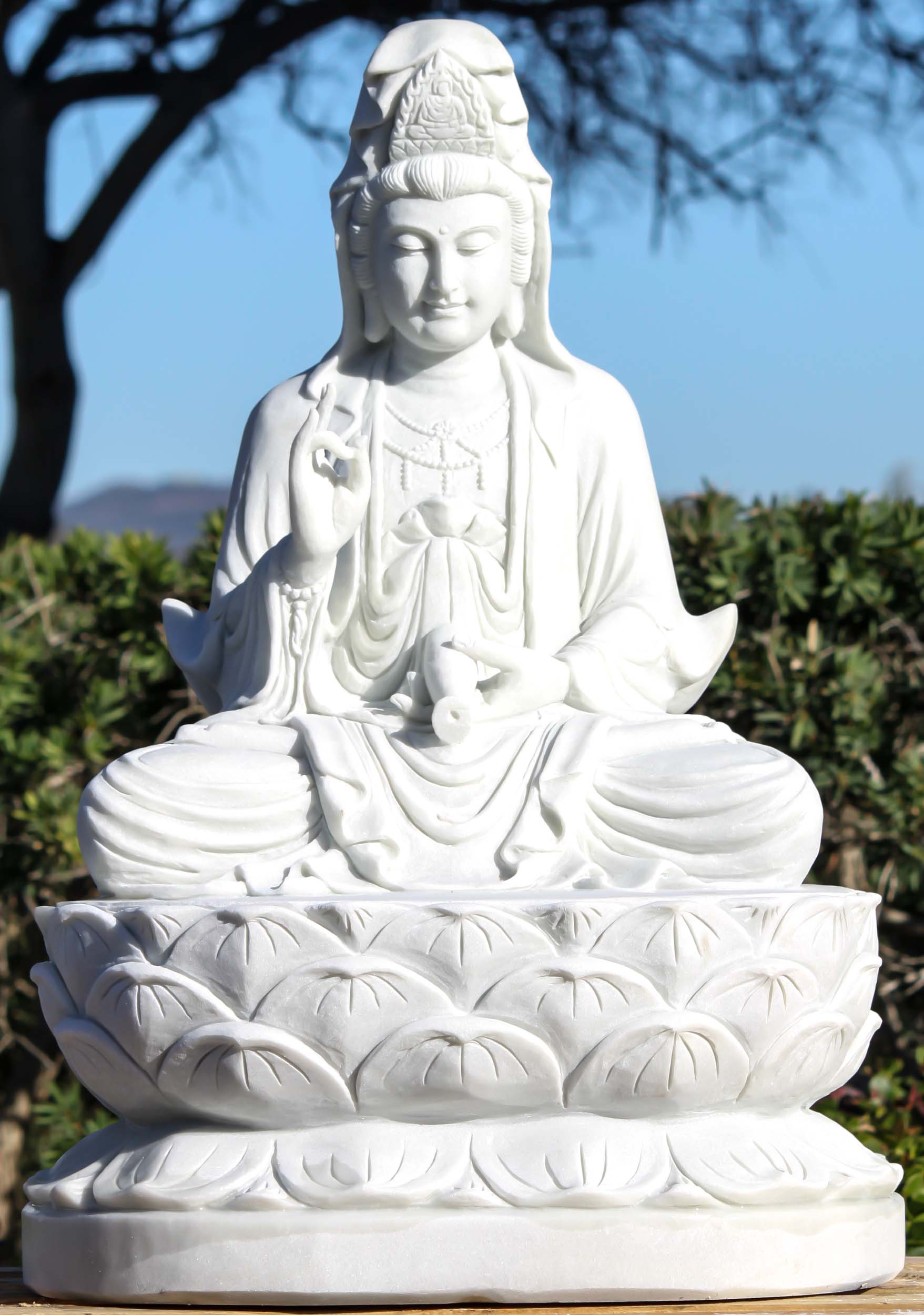 SOLD Marble Kwan Yin Bodhisattva of Compassion 30" Questions & Answers