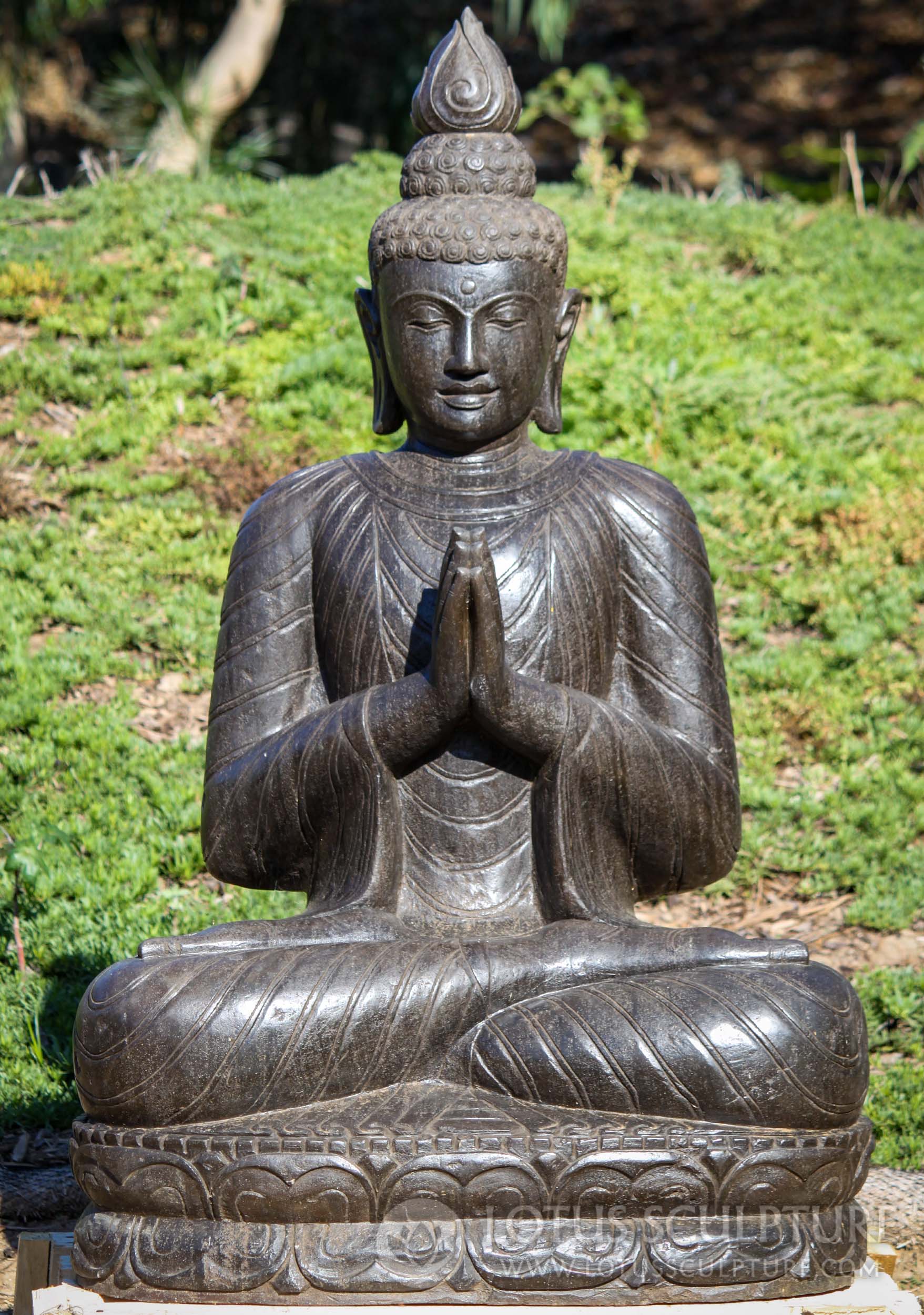 SOLD Stone Large Namaste Buddha in Anjali Mudra 57" Questions & Answers